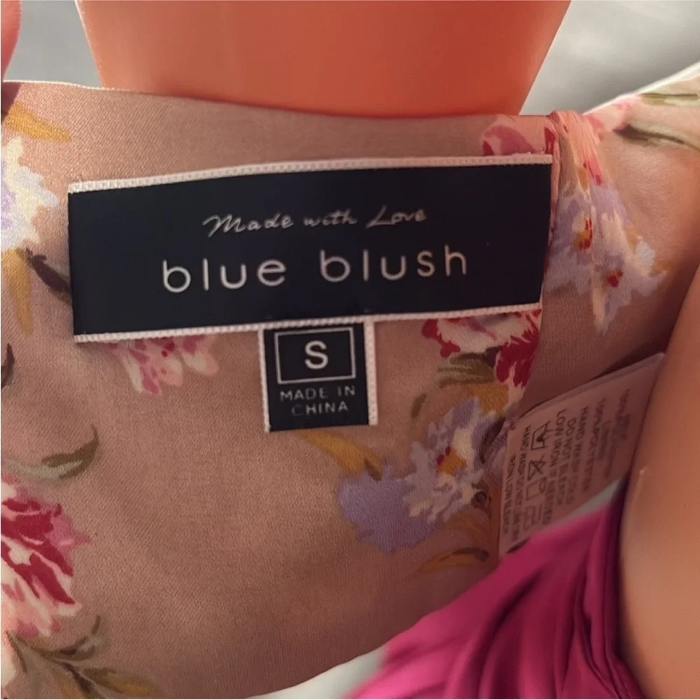 Blue Blush Floral Top and Pink Skirt Set
